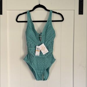 BECCA Teal Lace One Piece Swimsuit